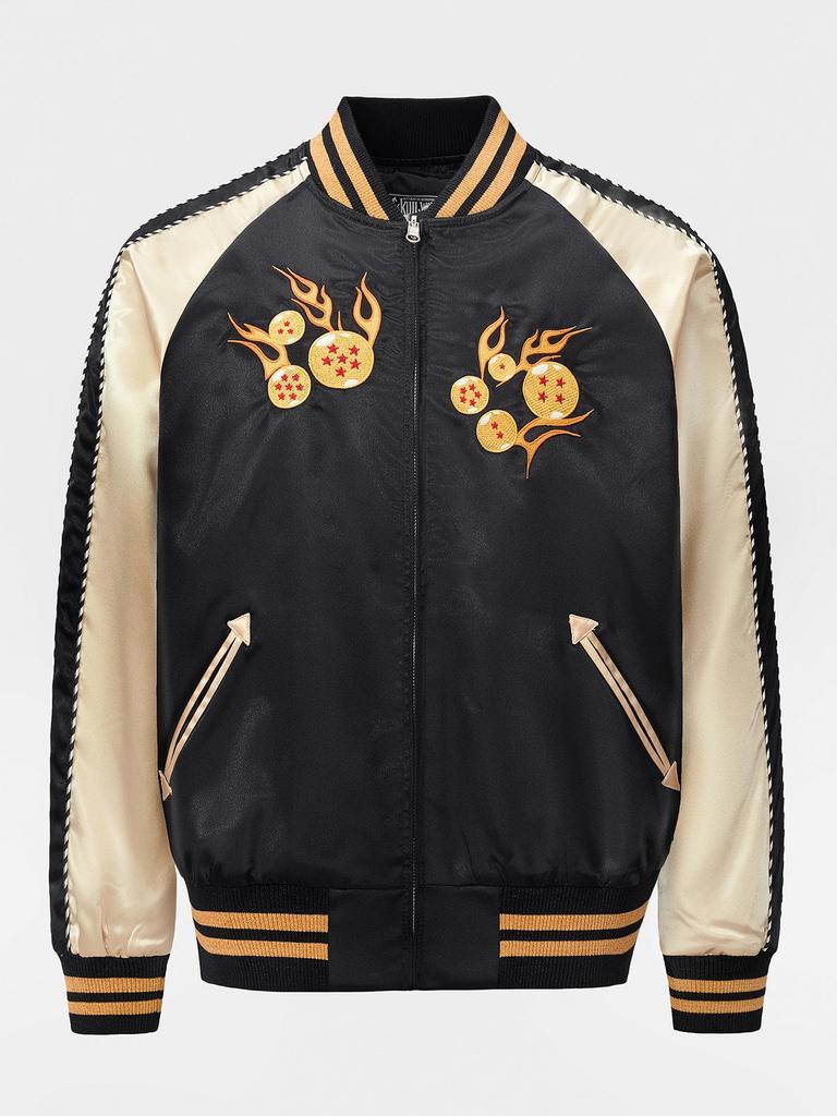 Huaxia Junpin Men's Dragon Ball Embroidered Baseball Jacket - Chinese Style Casual Outerwear A054