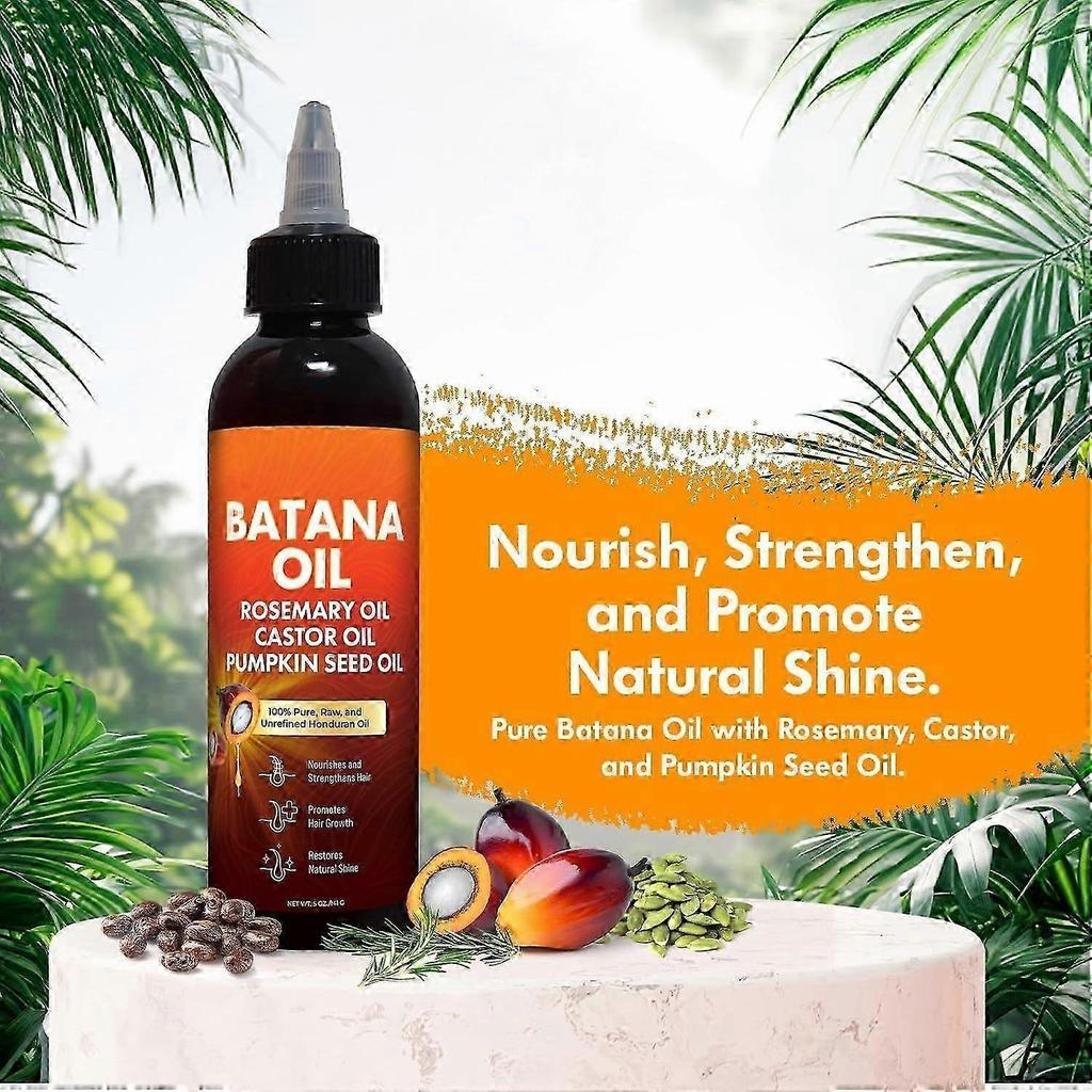 Batana Oil for Hair Growth, 4-in-1 Pure & Unrefined Honduran Oil with Rosemary, Castor, Pumpkin Seed Oil - Nourishes, Strengthens, Promotes Healthy Ha