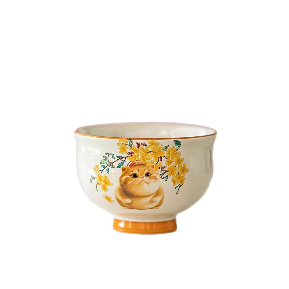 Plant Ash Happy Hanhan Cat Teacup Ceramic Household Master Cup Single Cup Tea Kung Fu Tea Set Gift Box Gift