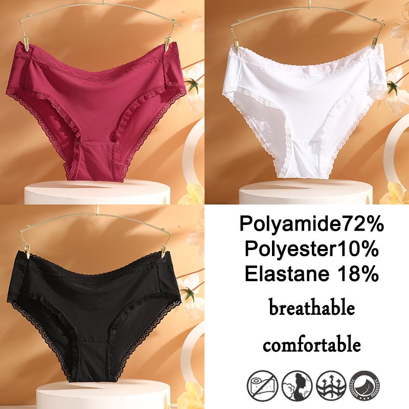 FINETOO Sexy Women's Underwear Lace Edges Briefs Seamless Panty Low Waist Sexy Panties 4 Colors Close Fitting Comfortable Panty