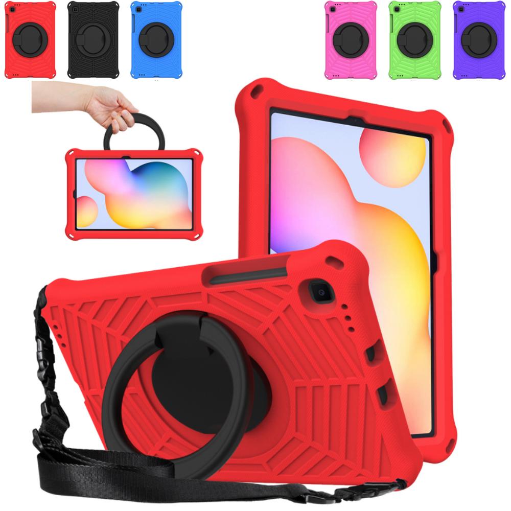 Kids Case for Samsung Galaxy Tab S6 lite P610 A 10.1 T510 8.4 T307 A7 Lite 8.7 A8 X200 EVA Cobweb Pattern with Shoulder Strap