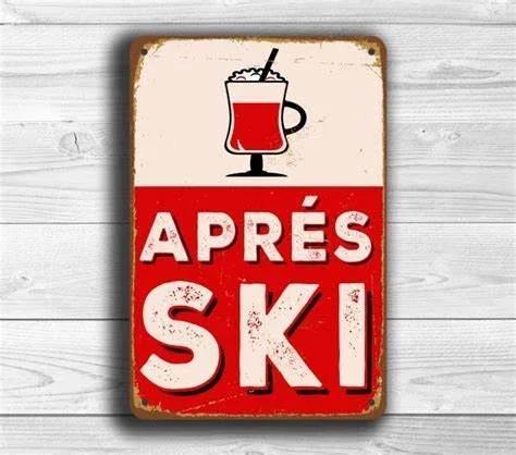 Apres Ski Party Tin Sign Ski Lodge Signs Blue Apres Ski Signs Vintage Style Apres Ski Signs Ski Decor 20x30cm(7.8x11.8inch)