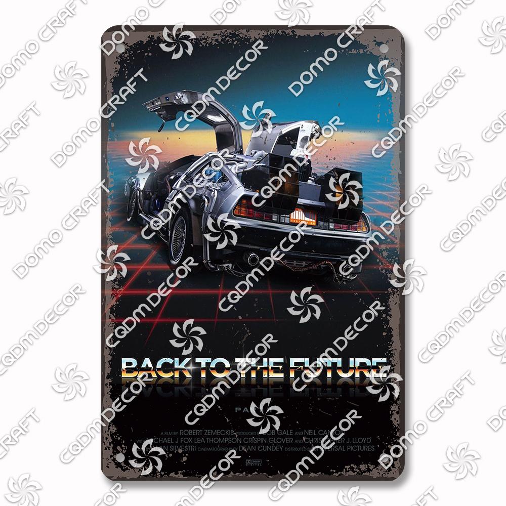 Classic Science Fiction Film Metal Tin Sign, Back to the Future Movie Poster Metal Plates, Cinema Club Cafe Bar Home Wall Decor
