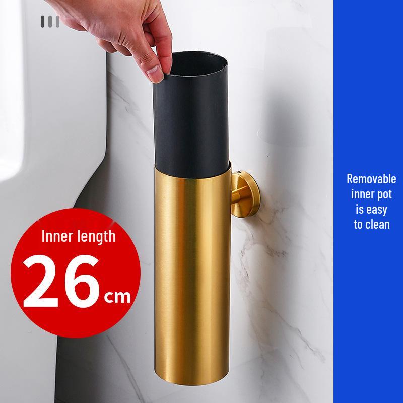 Wall-Mounted Stainless Steel Toilet Brush with Odor-Proof Long Handle and Round Holder for Bathroom Cleaning