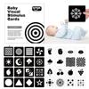 Montessori Baby Visuelle Stimulationskarten Spielzeug Schwarz-Weiß Lernkarten Hoher Kontrast Visuelle Stimulation Lernspielzeug für Baby