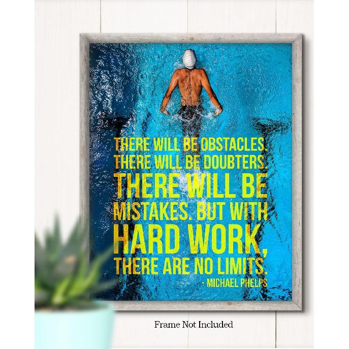 Govivo Michael Phelps pirational wall decor - Motivational wall art for swimming enthusiasts - Positive affirmations wall decor - 8x10 unframed print