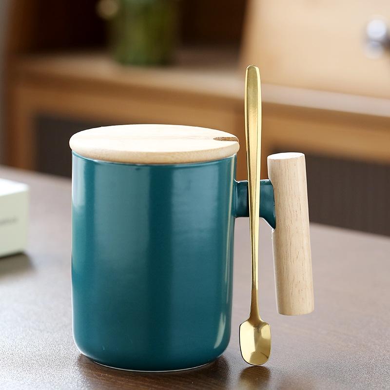 Tazza Creativa Ceramica Retrò Manico in Legno Tazza da Caffè per Ufficio Tazza d'Acqua Souvenir Evento di Apertura