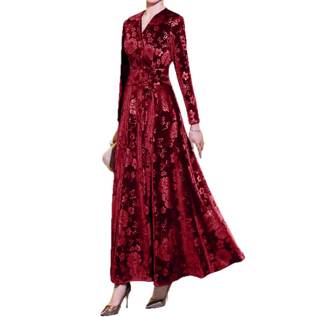 Autumn and Winter New French Style Elegant High-end Velvet Dress