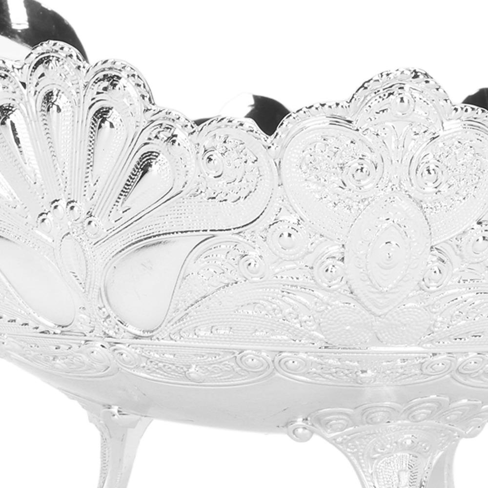 Silver European Style Serving Bowl Floral Quadrate Fruit Bowl For Office Desk
