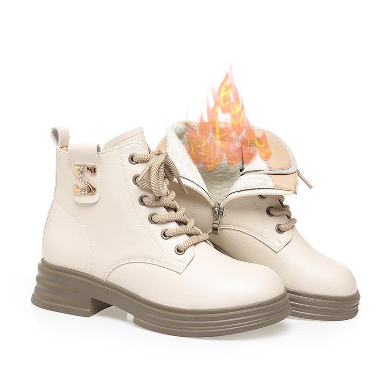 

Martin boots for women, new autumn and winter small black short boots British style velvet warm boots 35