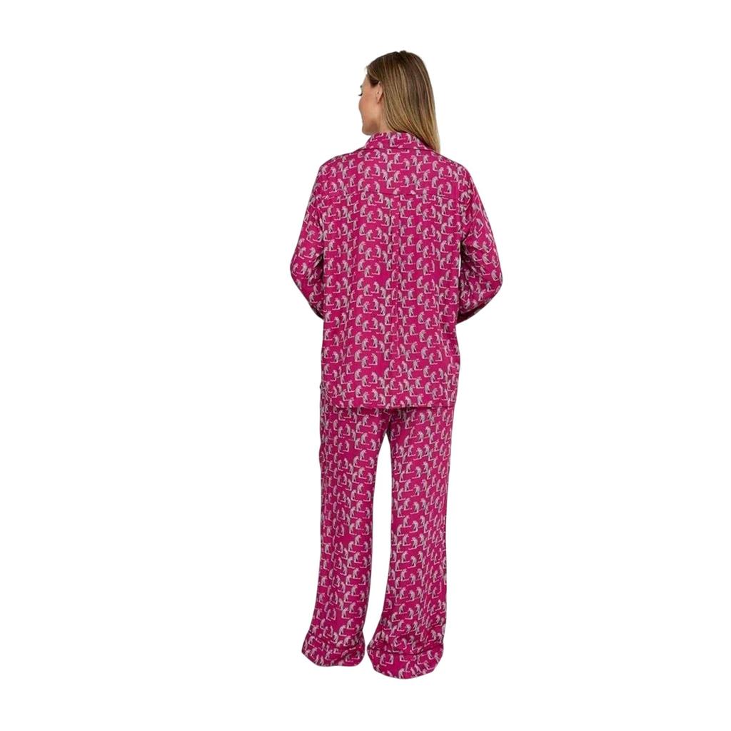 Lily And Lionel Womens/Ladies Evie Leopard Collared Long Pyjama Set