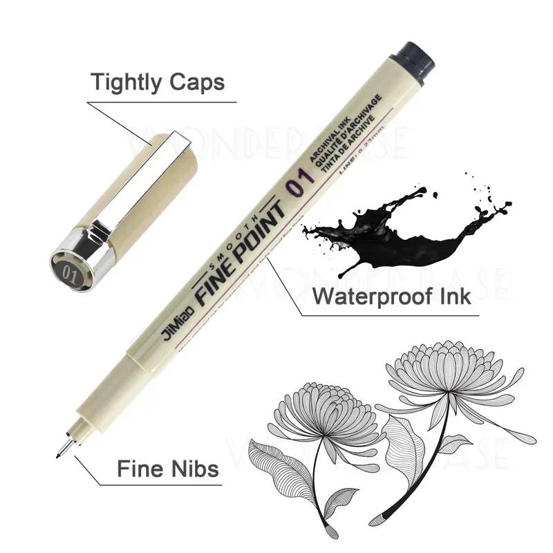 12 Nibs Pigment Liner Micron Ink Marker Pen for Manga Draw Sketching Needle Pen Hook Line Pen Sketch Stationery Set Art Supplies