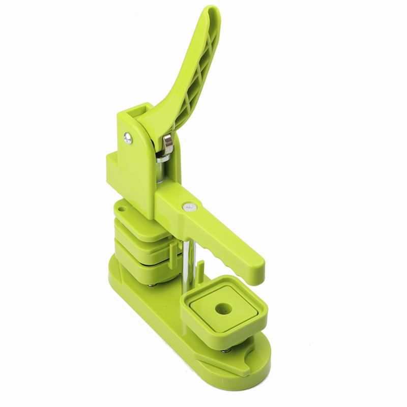 Máquina de fazer botões de crachá rosa de 50 mm, tipo rotativo, prensa manual, máquina de crachá quadrado para fazer crachás, alfinetes, artesanato de arte