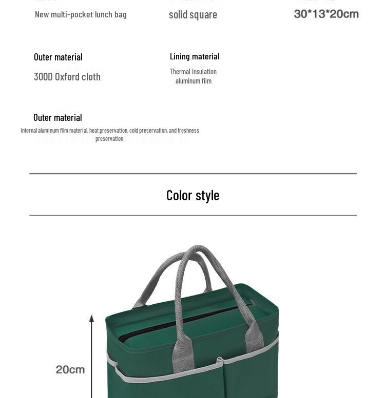 Koreanischer Stil Große Kapazität Isolierte Lunchtasche – Mehrere Taschen und Tragbar für die Arbeit oder den Außenbereich
