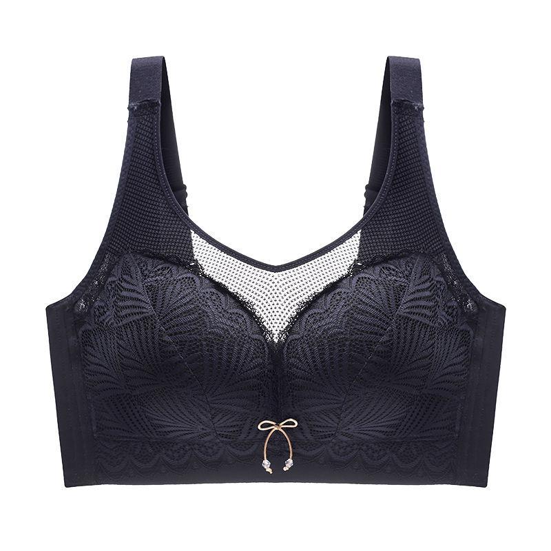 

Тонкое нижнее белье для женщин без стальных косточек антипровисающий бюстгальтер больших размеров со сборками и открытой спиной 44/100C чёрный