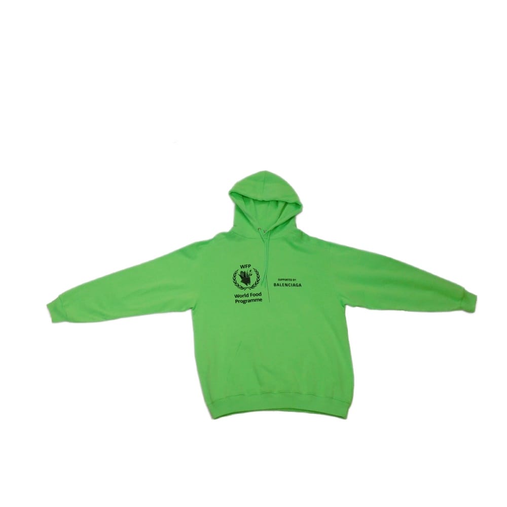 Used 11221 WFP logo print pullover hoodie, size 600583 TJVK4 4162 7846, XS, World Food Programme, Fleur Green, Men's