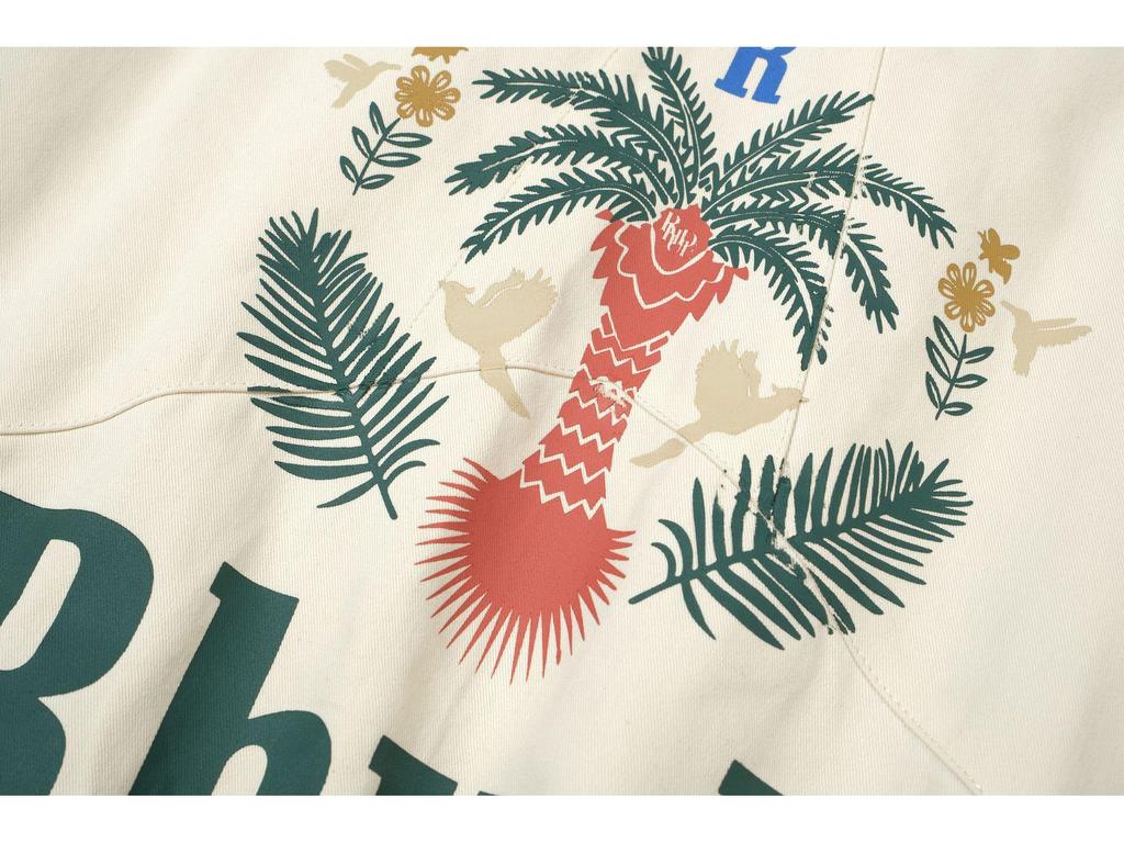 American High Street RH Retro Patchwork Coconut Tree Logo Zipper Jacket for Men & Women