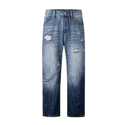 Men's Jeans Men's Micro-flare Ripped Straight Wide-leg Trousers