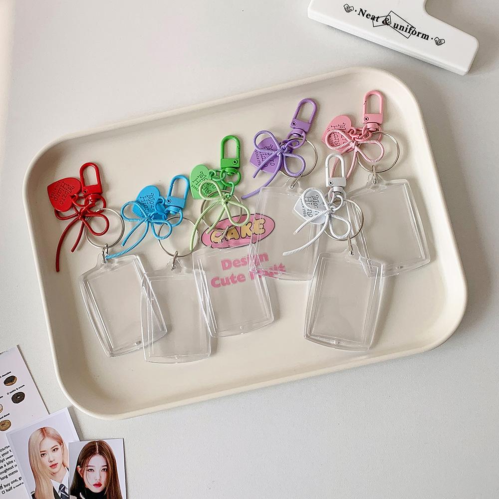 Hanging Decoration ID Photo Photocard Frame Peach Heart Pendant Card Protective Case  Card Decor