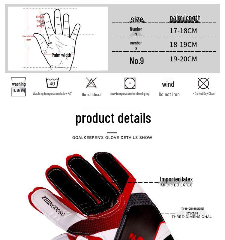 Anti-Slip Latex Goalkeeper Gloves for Kids, Teens, Adults - Professional Training & School Use