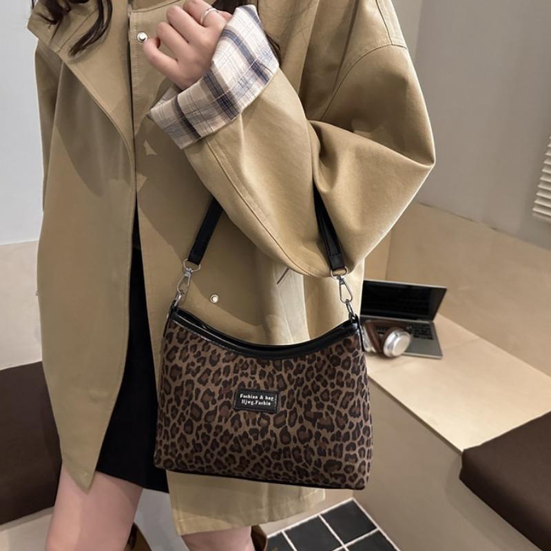 Leopard Print Commuting Shoulder Bag Women Large Capacity Fashion Crossbody Bag Casual Simple and Versatile Texture Evening Bags