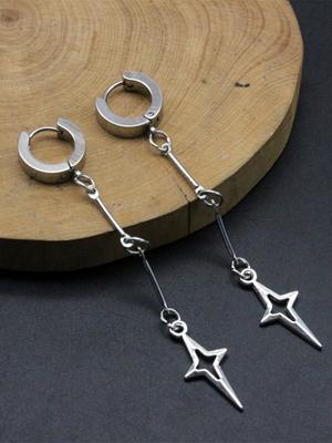 1pair Gothic Jewelry Cross Star Drop Earrings Punk Charms Stitching Rivet Earrings for Women Korean Fashion Accessories