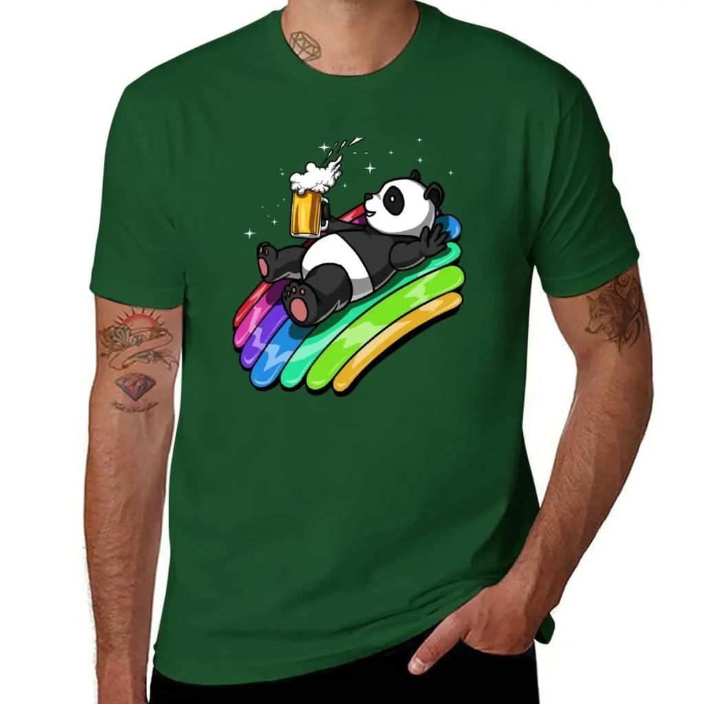 Panda Bear Beer Party T-Shirt Summer Top Boys Whites Blouse Big and Tall T Shirts for Men