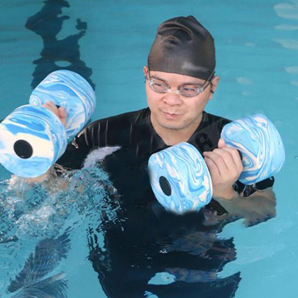 2pcs EVA Water Foam Floating Dumbbell Swimming Pool Water Weight Aerobics Automatic Float Aquatic Barbell Swim Fitness Dumbbell