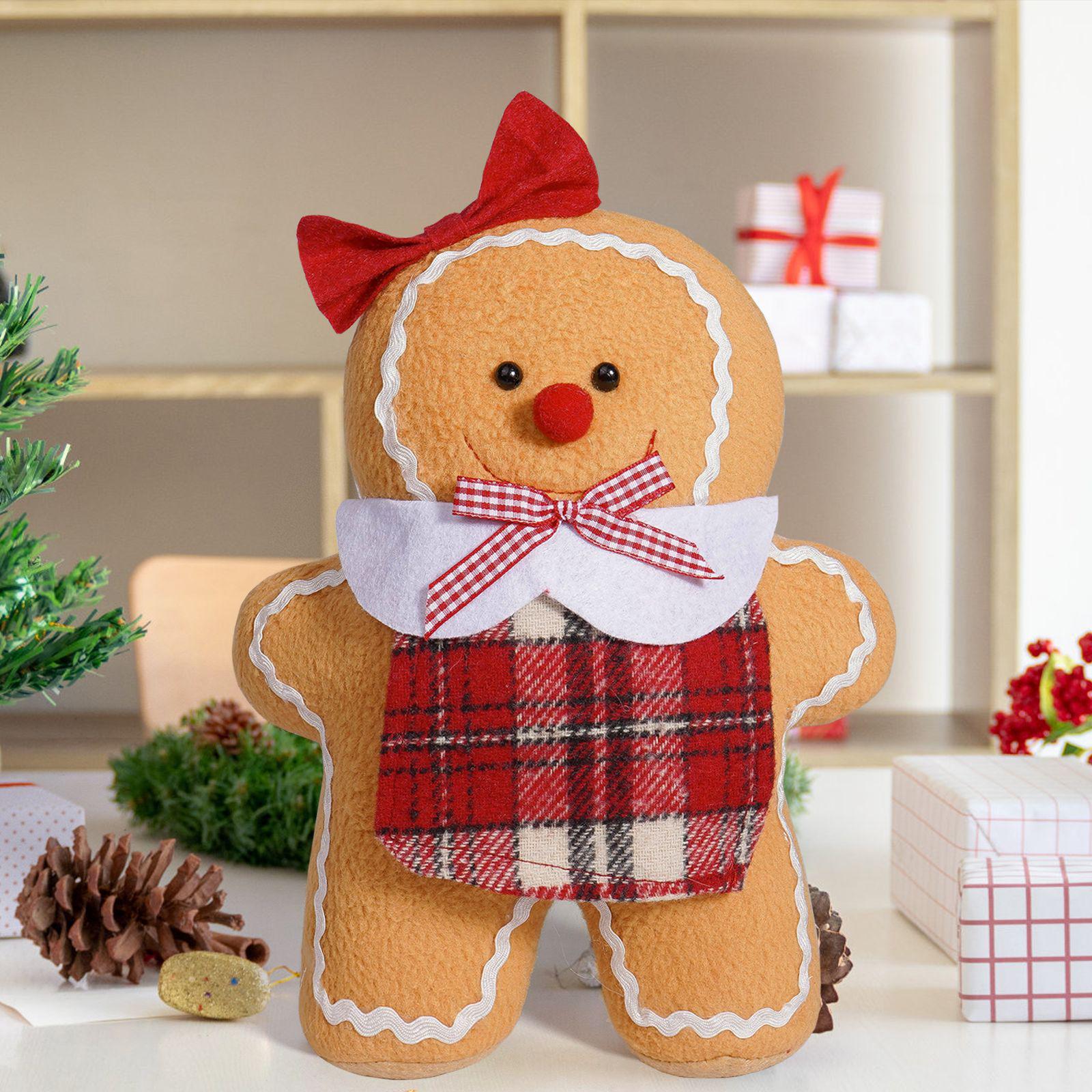 Christmas Gingerbread Man Figurine with Scarf - Festive Party Decoration