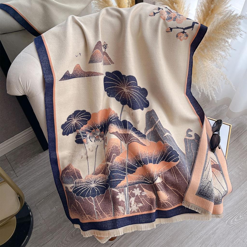 Korean Version Of Jacquard Warm Fashion Temperament Scarf Dual-Purpose Air-Conditioned Room Shawl Thickened Shawl