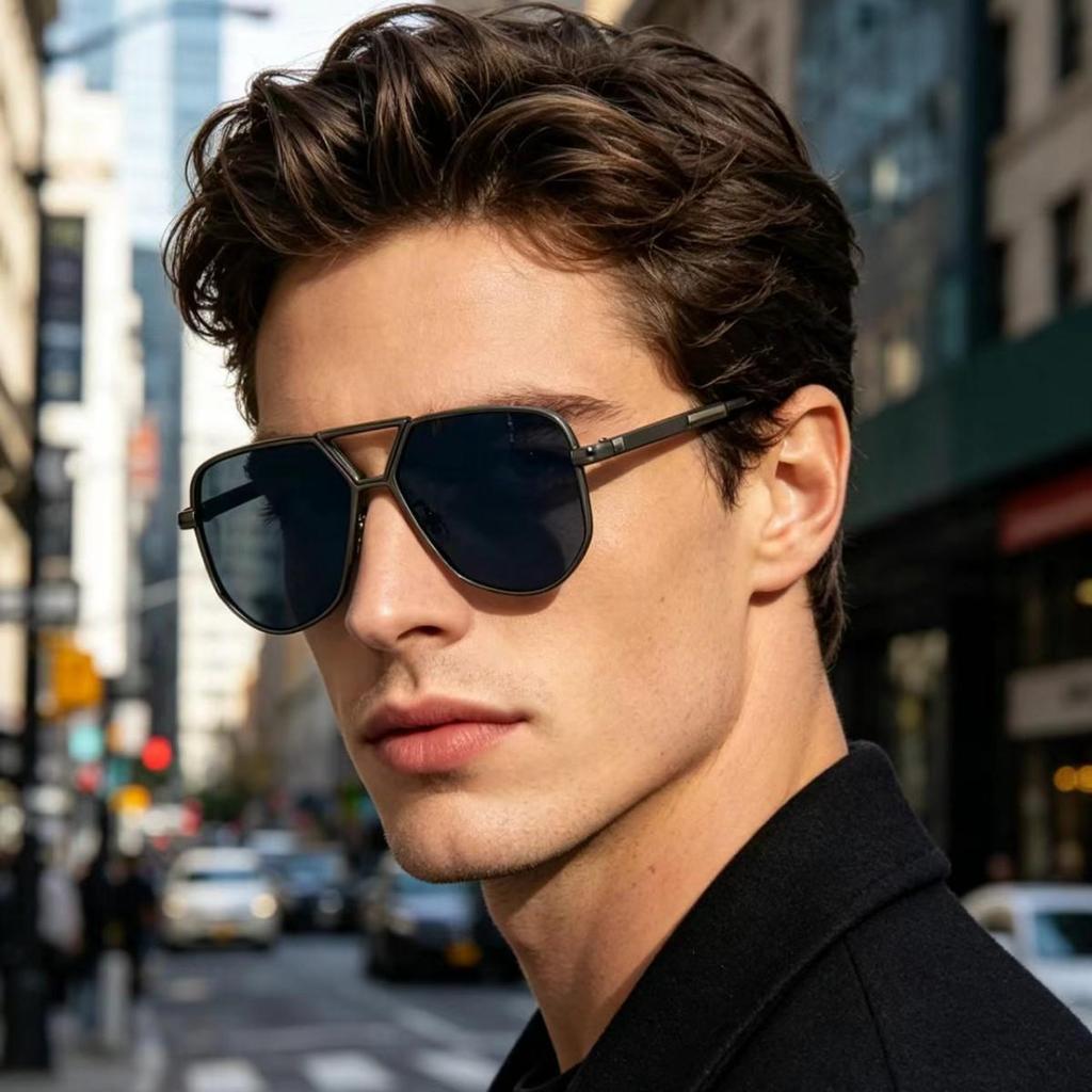 Double Beam Unisex Stylish European & American Trendy Versatile Outdoor Sunglasses