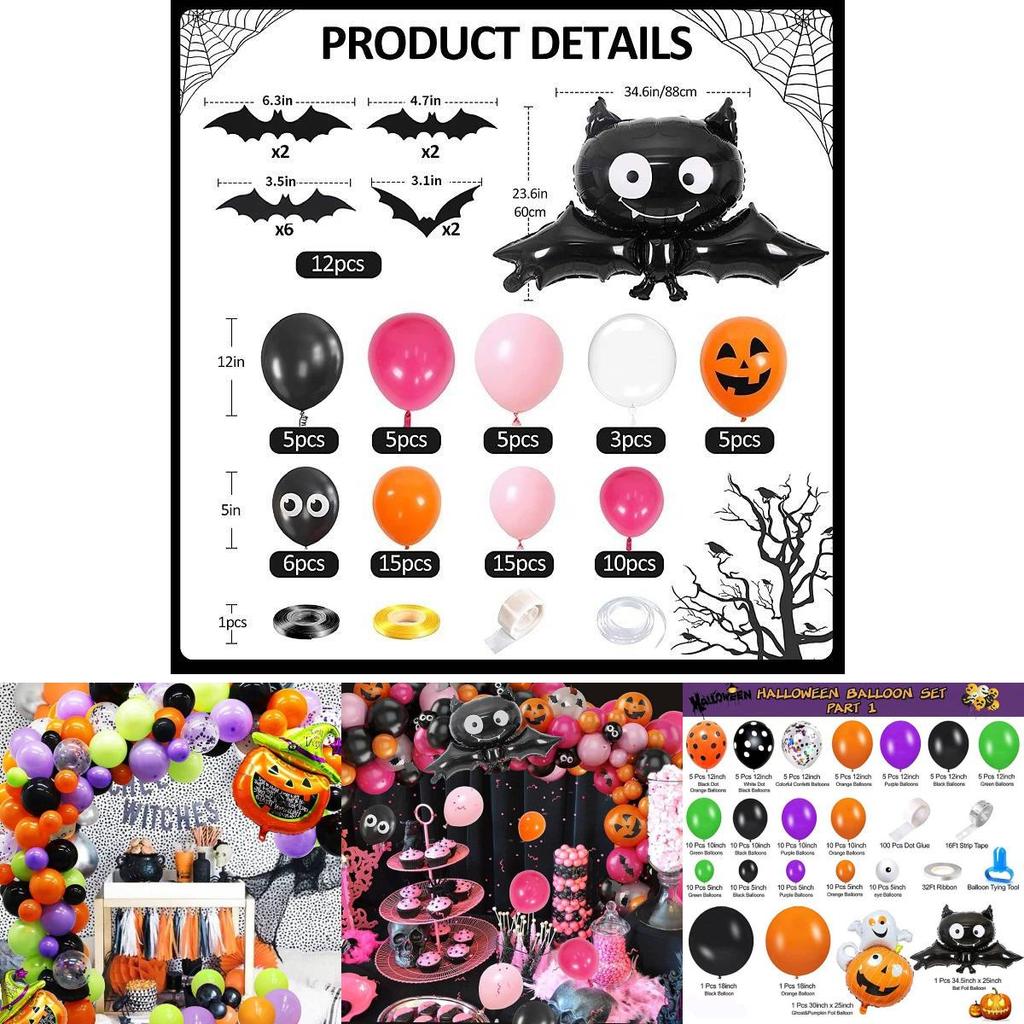 Multicolored Halloween Balloon Arch Kit For Kids Birthday Party Decorations
