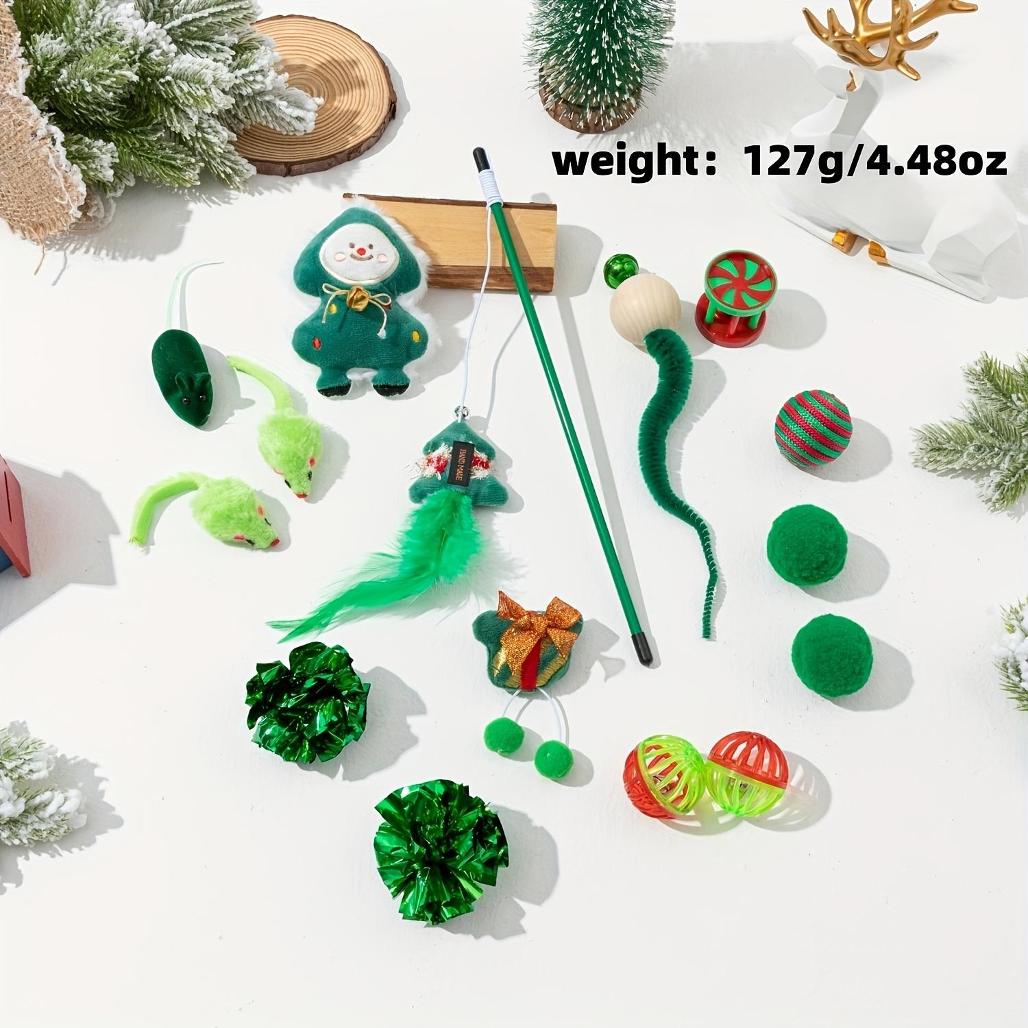 

Набор рождественских игрушек для кошек 15 интерактивных игрушек для питомцев зелёный