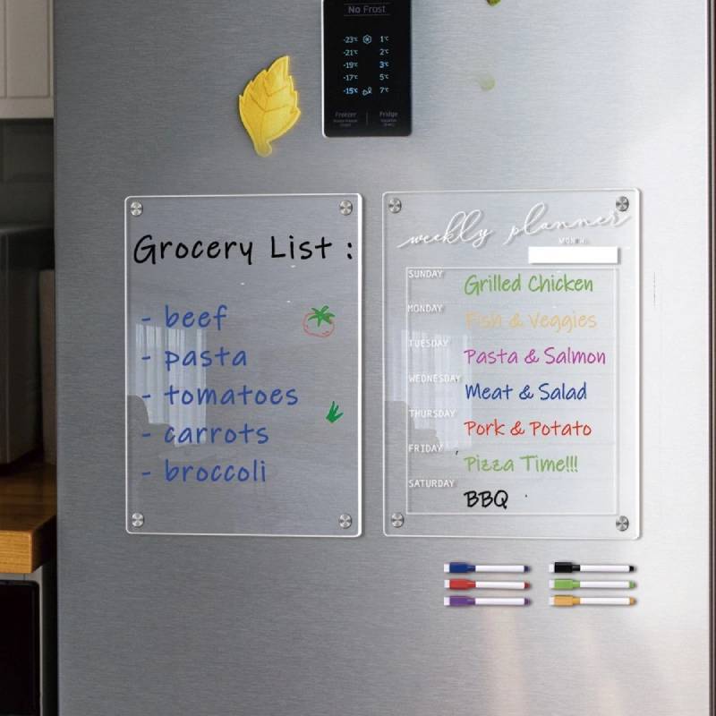 Magnetic Acrylic Schedule Board With Erasable Surface And Storage Box For Daily Planning