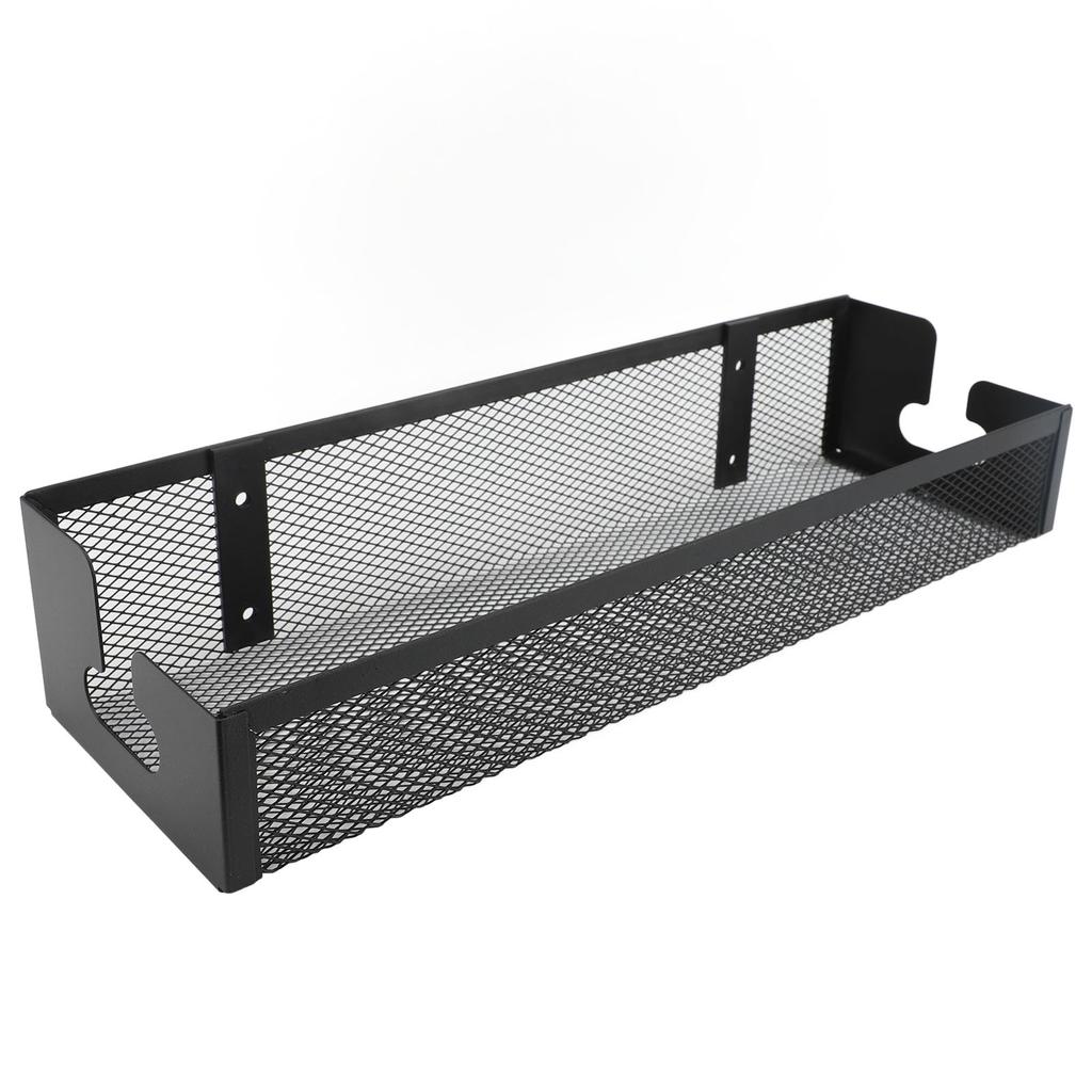 Under Desk Cable Management Tray Carbon Steel Under Desk Storage Basket Cable Organizer with Clamp for Office Home Black