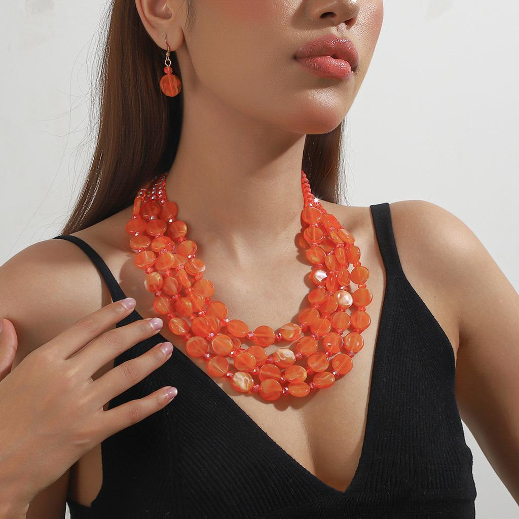 Acrylic Beaded Multi-Layer Necklace for Women Party Jewelry Accessory
