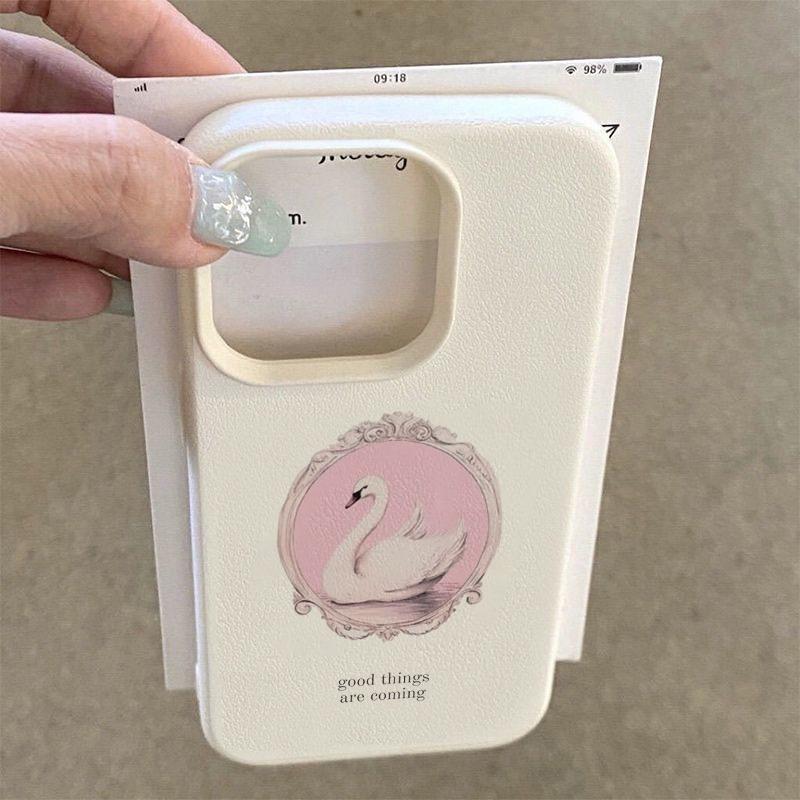 Elegante custodia per telefono Cigno Bianco, adatta per telefoni serie iPhone 17, 16, 15, Plus, Pro, Max - ideale per l'uso come regalo