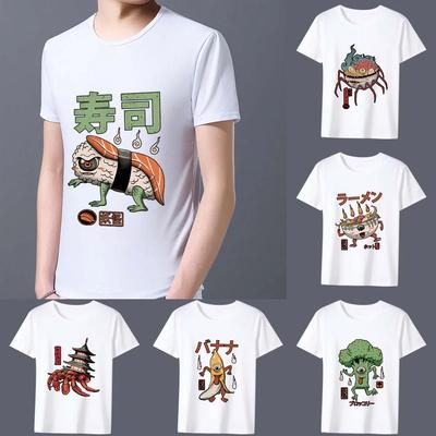 Herren Weißes Print T-Shirt Niedliche Muster Serie Herren T-Shirt Sommer Student Weiß Druck Männlich Kurzarm Tops Kleidung