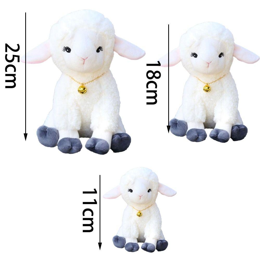 Collare a Campanellino Peluche Agnello Giocattolo Morbido Texture Pecora Bambola Regali Animale di Peluche Arredamento Casa
