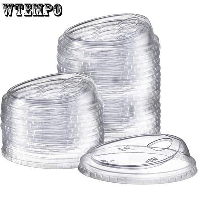50pcs Crystal Clear Strawless Plastic Lids Milkshake Cups Clear Plastic Cups with Lids Disposable Iced Coffee Drink Cups with Strawless Sip Lids