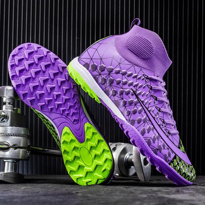 Soccer Boots Men'S High Top Teen Spikes and Broken Nails Training Sneakers