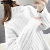 Women Turtleneck Sweater Thicken Warm Autumn Winter Loose Pullover Pull Jumper Lady Oversized Purple Knitted Stripes