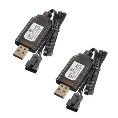 2er-Set 7,4V USB-Ladekabel mit SM2.0 4P-Stecker für LiPos-Batteriebetriebene Autos und Fahrzeuge
