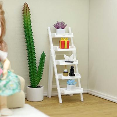 Miniature Ladder Shelf Mini Tiered Shelf Toy Tiny Multi-layer Storage Rack Model DIY 1/12 Dollhouse Furniture Decoration Accessories