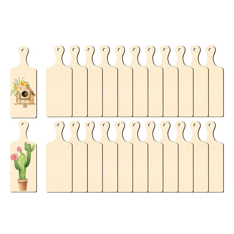 

ABWR-24 Pcs Wooden Mini Cutting Board With Handle Unfinished Craft Mini Charcuterie Boards Paddle Blank Small Chopping Board