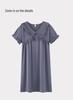 Women's Court Style Cotton Silk Nightgown with Built-In Bra Pads, French Large Size Summer Pajama Dress