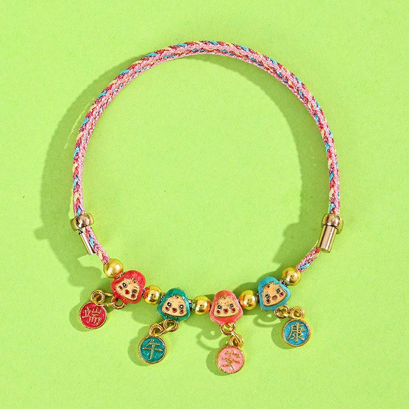 Dragon Boat Festival Tassel Pendant: Five-Color Pink Zongzi String with Gourd for Peace and Health