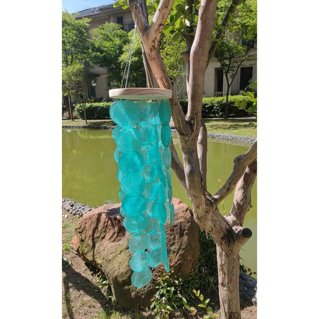 Elegant Colored Capiz Shells Wind Chimes Hanging Pendant for Patio or Garden Decoration Adds Serenity to Any Space