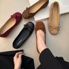2025 autumn new bow pleated round head ballet inner height increase commuter women's shoes