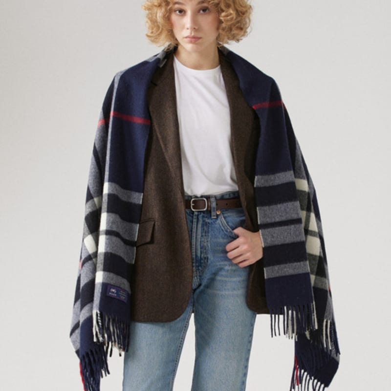 ABRAHAM MOON Merino Wool Shawl 70cm - Westminster Navy